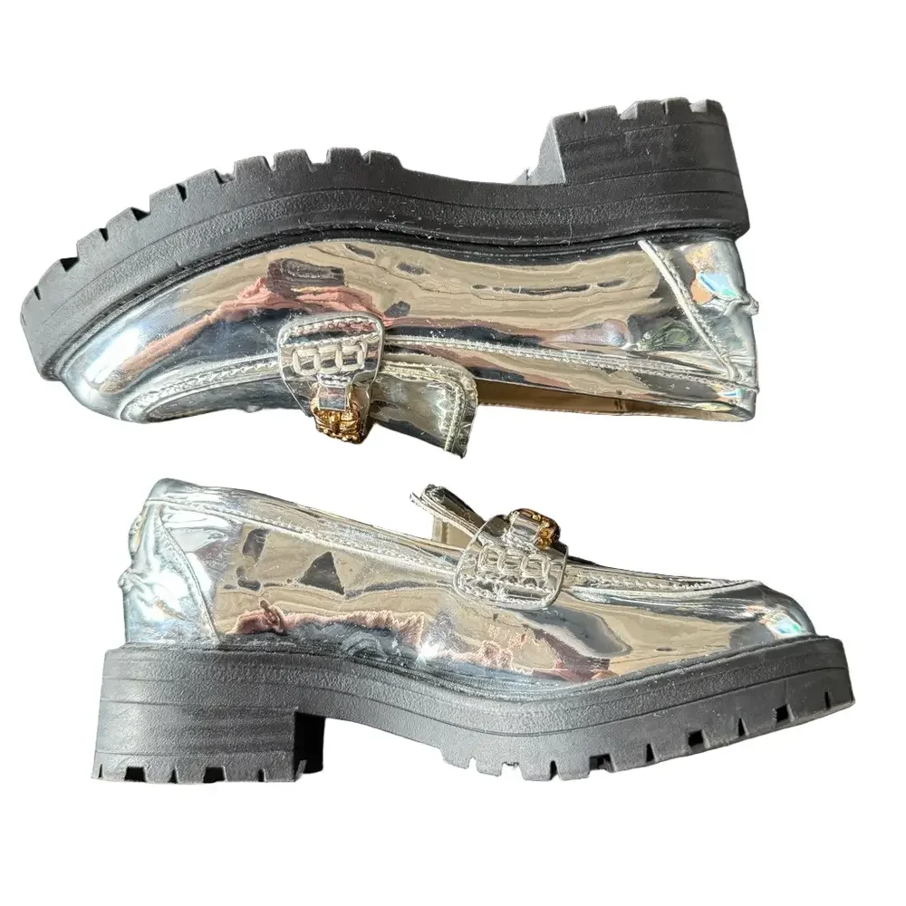 Sam Edelman Silver Loafers with Gild Detail Toddler Girls Size 11